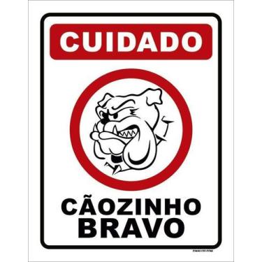 Imagem de Kit 10 Placa Acm Cuidado Cãozinho Bravo Desenho 18X23 - Sinalizo