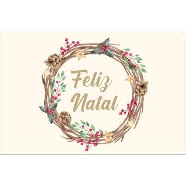 Imagem de Painel de Lona Feliz Natal Guirlanda Com Pinhas e Frutas Vintage - Fab