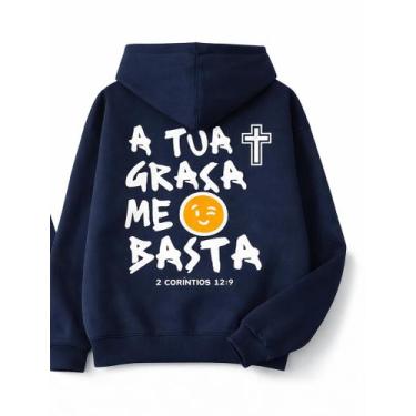 Imagem de Moletom Canguru Unisex Religioso Alta Qualidade - TRAJANO STORE, Azul,
