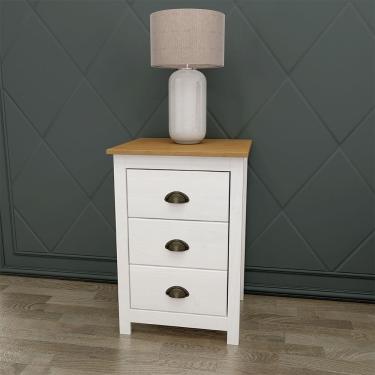 Imagem de Kit 2 Mesas de Cabeceira Topázio 3 Gavetas - Finestra Móveis - Branco