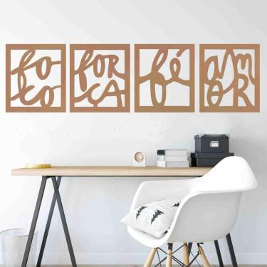 Imagem de Quadros Decorativos Foco, Força E Fé 3Mm Vazado Marrom Mdf
