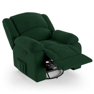 Imagem de Poltrona Do Papai Reclinável Pietra Glider Giratória Usb Fh9 Veludo Verde - Mpozenato