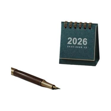 Imagem de Calendário De Mesa Mini Portátil Em Cores Sólidas, Estilo Casual, Orna