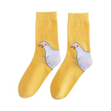 Imagem de Meias Femininas De Algodão Com Estampa De Pato Kawaii Estilo Harajuku 