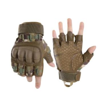 Imagem de Luvas Táticas Masculinas Sem Dedos Para Atividades Ao Ar Livre, Com Ca