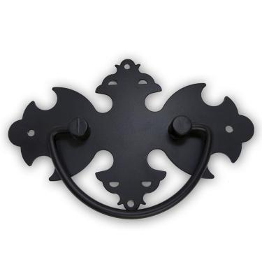 Imagem de Kit Ferragem Baú 18 Peças Alça Dobradiças Medalhão Preto