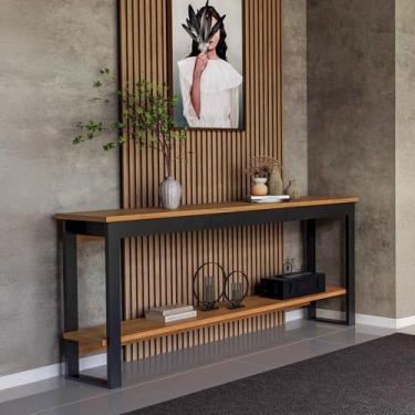 Imagem de Aparador com 1 Gaveta 180cmx80cm em MDF Freijó/Preto Industrial - Prad