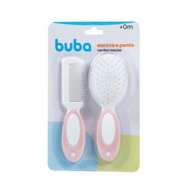 Imagem de Escova e Pente Cerdas Macias Rosa Buba