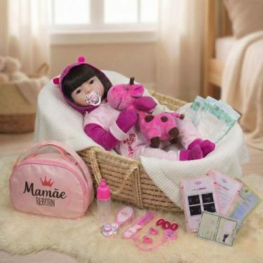 Imagem de Bebê Reborn Boneca Girafinha + Enxoval Com Bolsa Acessórios - A Mamãe 