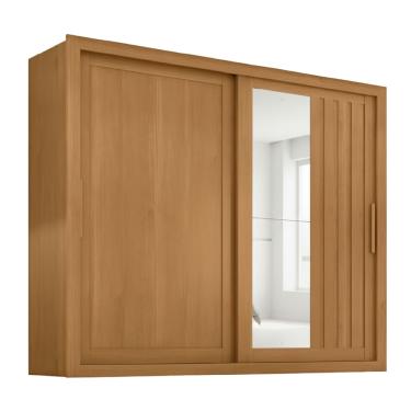 Imagem de Guarda Roupas Casal Ripado com Espelho 2 Portas de Correr 4 Gavetas Vitta
