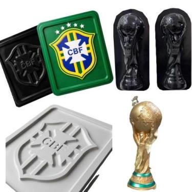 Imagem de Kit 2 Formas Taça da Copa e da Seleção Brasileira - 3D - atacadão das 