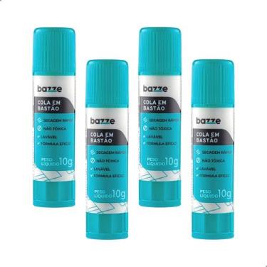 Imagem de Kit 4 Cola Bastão 10g Bazze Escolar Seca Rapido Lavável Atóxica - Daru