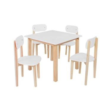 Imagem de Conjunto Mesa e Cadeiras Colorê Infantil Para Desenho Lazer, Branco
