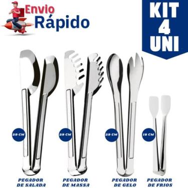 Imagem de Kit Pegador Em Inox Pegadores Para Salada Universal Massas e Gelo 29cm