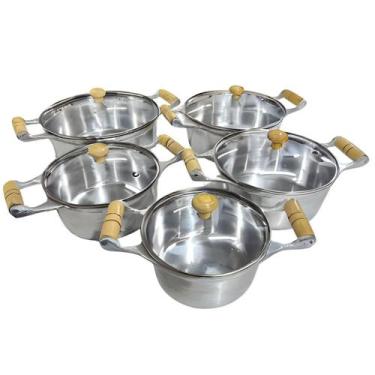 Imagem de Jogo de Panelas Alumínio Batido Fundido 5 Peças Craquelada Grossa com 