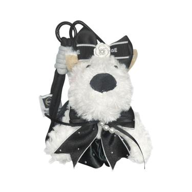 Imagem de Chaveiro de pelúcia West Highland Terrier com detalhes de laço e pérola