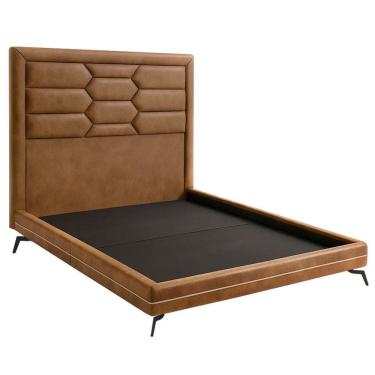 Imagem de Cama Casal Pés Ferro Otto Com Cabeceira Roma Corano Caramelo Bouclé Off White - Nexta Casa