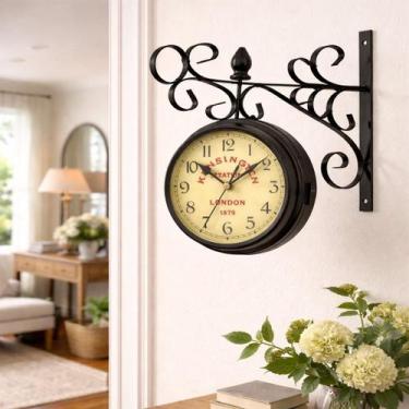 Imagem de Relogio de parede retro estacao ferroviario vintage 2 lados - Yeet