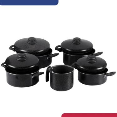 Imagem de Jogo De Panelas Antiaderente 5 Peças Preto Nacional - Alumínio Naciona