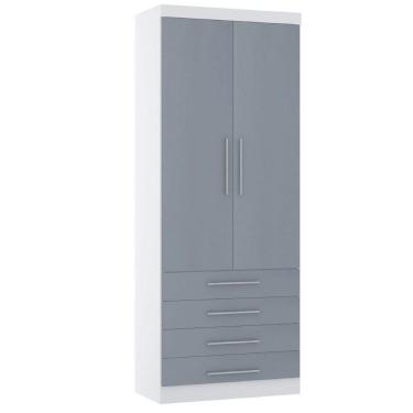 Imagem de Guarda Roupa 90cm 2 Pts E 4 Gavetas Alpes Luciane Móveis Branco Pf-grey Sky Pf