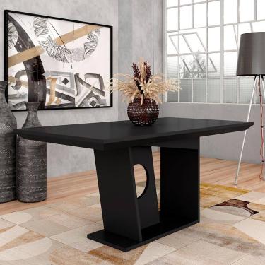 Imagem de Mesa De Jantar Retangular Reforçada 1,60m Tampo Mdf Tóquio Preto - M.a
