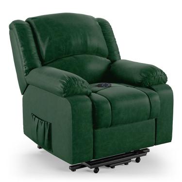 Imagem de Poltrona Do Papai Reclinável Melim FH1 Elevação Lift Elétrico Couro Sintético Verde D'Rossi