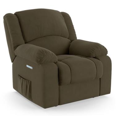 Imagem de Poltrona Do Papai Reclinável Melim FH1 Elétrica Led Veludo Encosto Reclinável Cinza D'R...