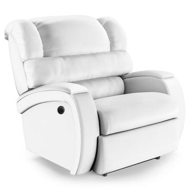 Imagem de Poltrona Reclinável Napoli Controle Power Elétrico Couro Sintético D28 Branco D'Rossi