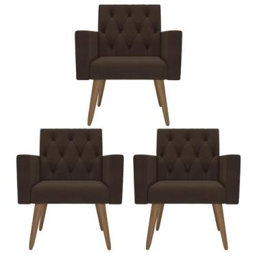 Imagem de Kit 3 Poltronas Capitonê Confortáveis Loja Recepção Sala - Móveis Mafe