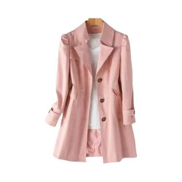 Imagem de Casaco Feminino Longo Casual Corta-Vento Moda Coreana Primavera Outono