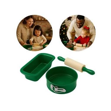 Imagem de Kit Confeitaria Infantil Mini Rolinho Massa Forma Pão e Bolo