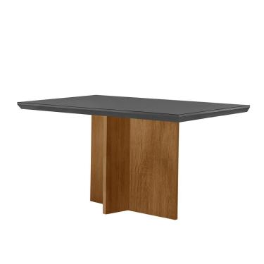 Imagem de Mesa para Sala de Jantar Olimpia Retangular com Tampo de Vidro 4mm 120cm Grafite Imbuia...