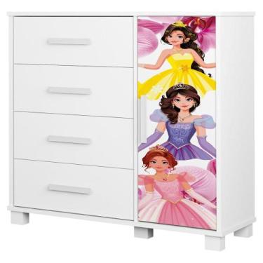 Imagem de Comoda 4 Gavetas 1 Porta MDF 81 cm Livia Decmade - Milani Store, Princ