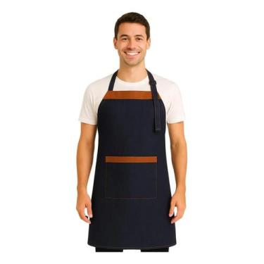 Imagem de Avental Jeans Com Bolso Cozinha Bar Jardinagem Cor Azul - Congratulati