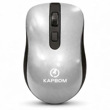 Imagem de Mouse sem fio Wireless Bluetooth Ergonômico Original - Kapbom, Prata