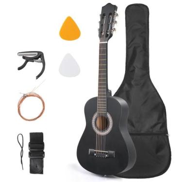 Imagem de Kit de Violão Acústico Ktaxon 30" 6 Cordas Basswood Preto