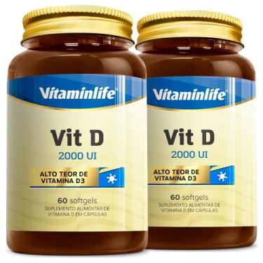 Imagem de Vitamina D 2000Ui Vit D 60 Softgels - Vitaminlife, 2x Frascos