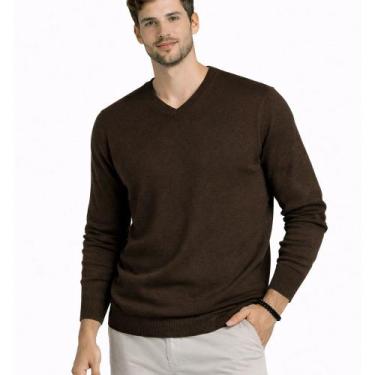 Imagem de Blusa Suéter Maculina em Tricot Frio Casaco Cardigan - KantyLan, Marro