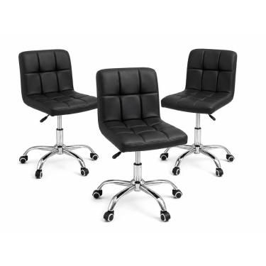 Imagem de Kit 3 Cadeiras Office Gomos Escrivaninha Giratória com Rodinhas e Regulagem de Altura –...