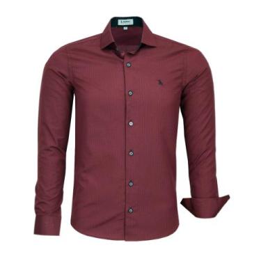 Imagem de Camisa Social Amil Masculina Micro Xadrez Sem Bolso Manga Longa Elegan