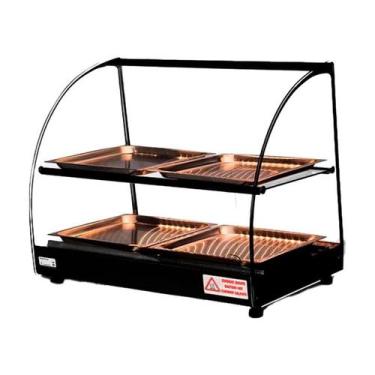 Imagem de Estufa Vitrine Salgados Curva Dupla Com LED 4 Bandejas Preta Caliope T