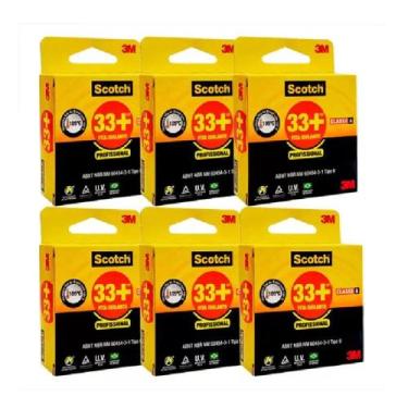 Imagem de 6 Rolos Fita Isolante 33+ Scotch 3m - 19mm 10 Metros - 105c