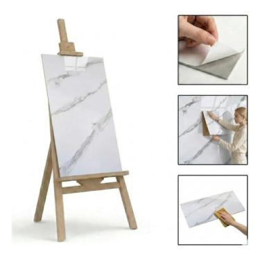 Imagem de Kit 34 Placas Porcelanato Painel Adesivo Vinílico Mármore - Placa Auto