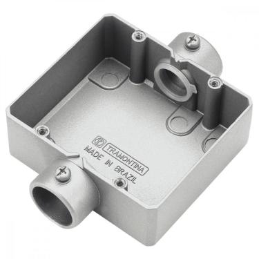 Imagem de Condulete Duplo 3-4 Tipo Cd sem Tampa com Rosca Bsp e Pintura Eletrostática Cinza Tramontina