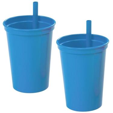 Imagem de Copo infantil com canudo fixo 300ml Plasutil 2 azul unidades ref. 2581