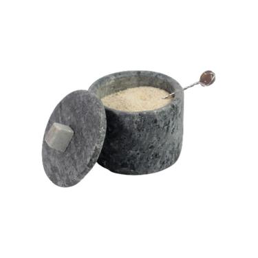 Imagem de Açucareiro Farinheira Gourmet de Pedra Sabão com Colher Arame Torcido Artesanal 7CM Industria São Jose