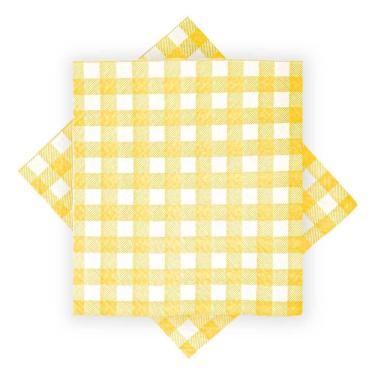 Imagem de Guardanapo de Papel Xadrez Amarelo Papel de Seda 30CM X 31CM Pacote 50 Unidades Festa Tematica Flip