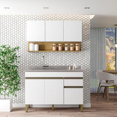 Imagem de Kit de Cozinha Line 2 Peças Balcão sem Tampo 120CM Cinza Gris e Branco Supremo Kit's Paraná