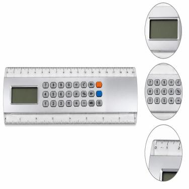 Imagem de Calculadora com Régua Alfacell AL57005 8 Dígitos 20cm Kit com Bateria AG10 LR1130 Prata
