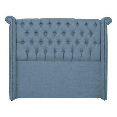 Imagem de Cabeceira Estofada Sienna Para Cama Box Casal 140 Cm Linho Azul - LOND